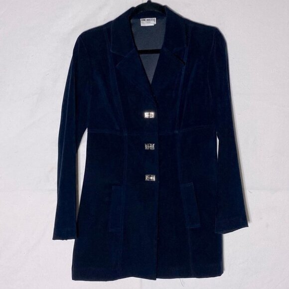 Vintage Amoretti Black 3 Toggle Long Blazer with Shoulder Pads M - Picture 13 of 13